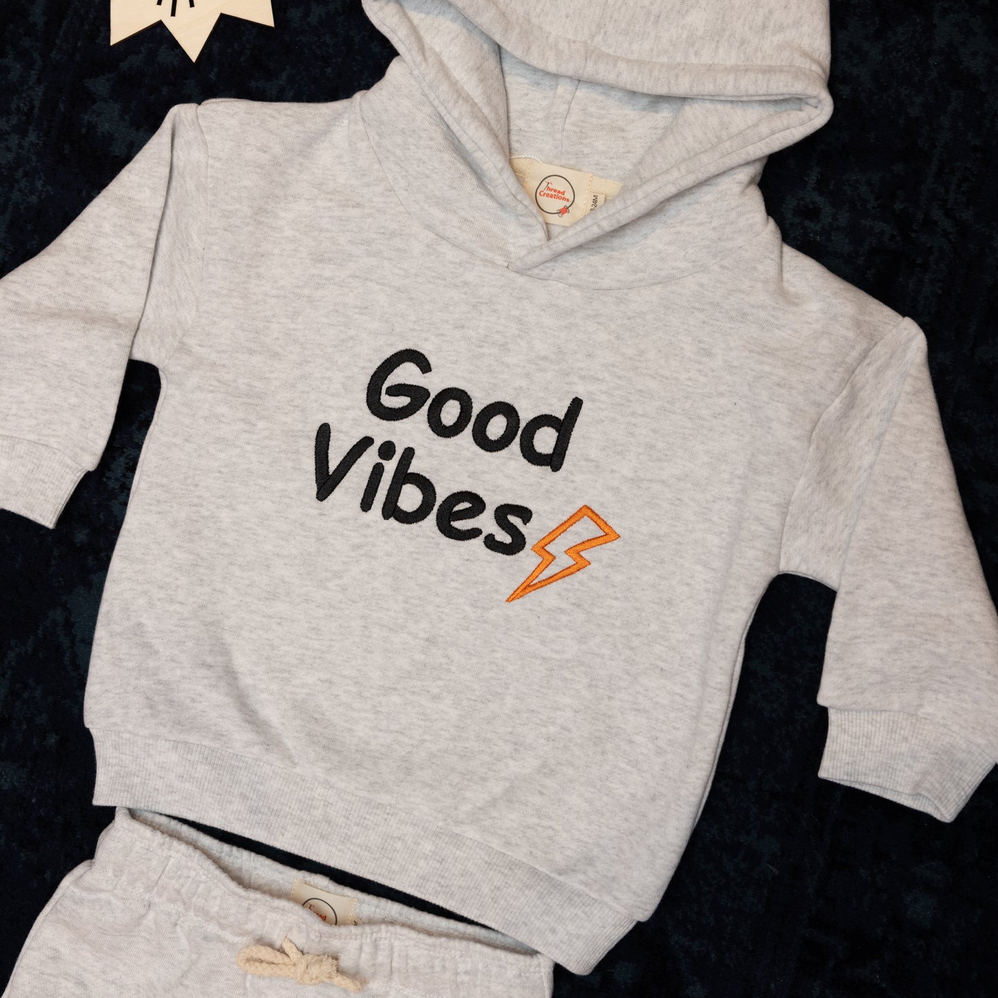 Good Vibes Embroidered Hoodie Set