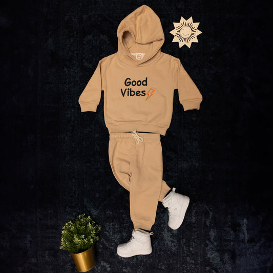 Good Vibes Embroidered Hoodie Set