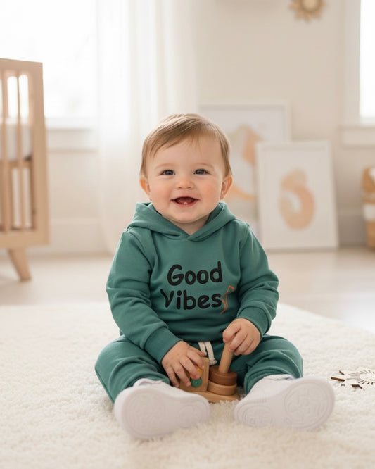 Good Vibes Embroidered Hoodie Set