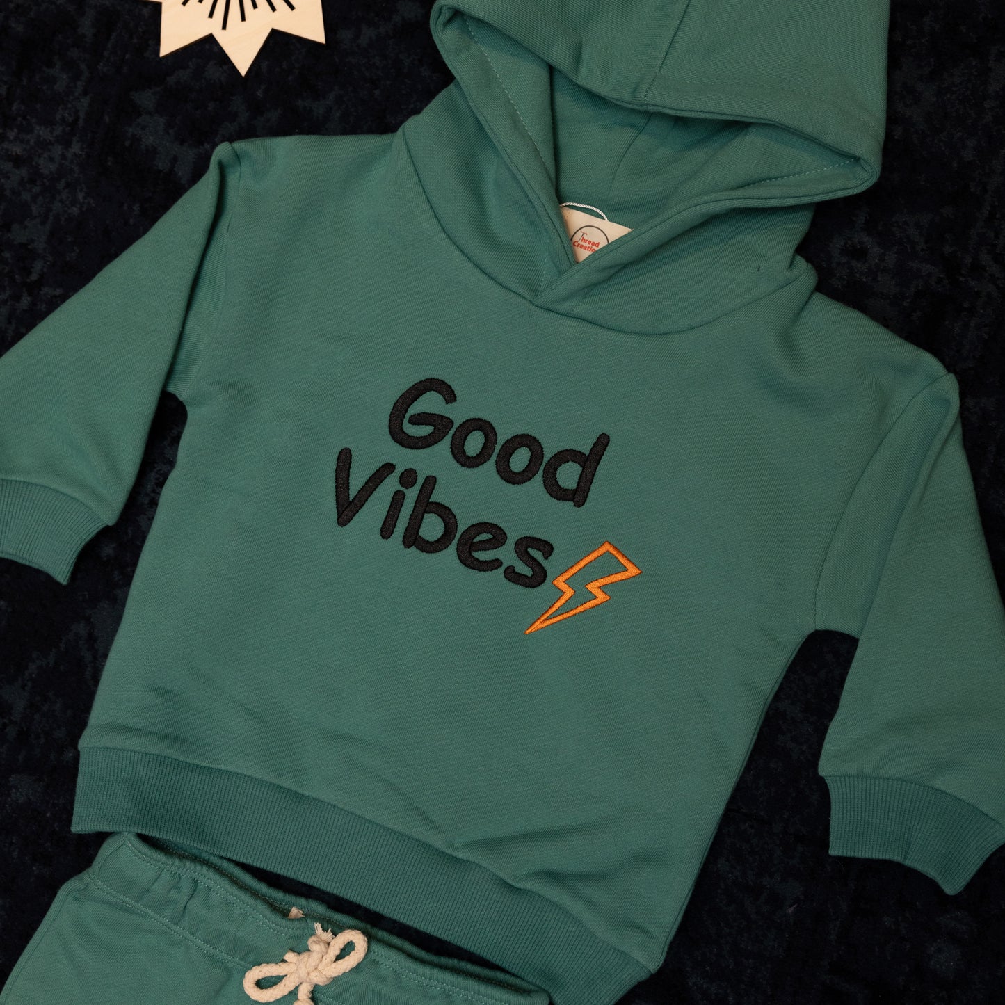 Good Vibes Embroidered Hoodie Set