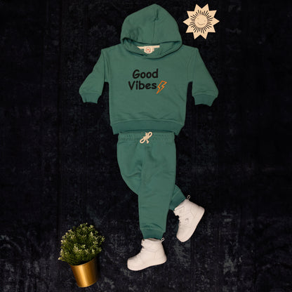 Good Vibes Embroidered Hoodie Set
