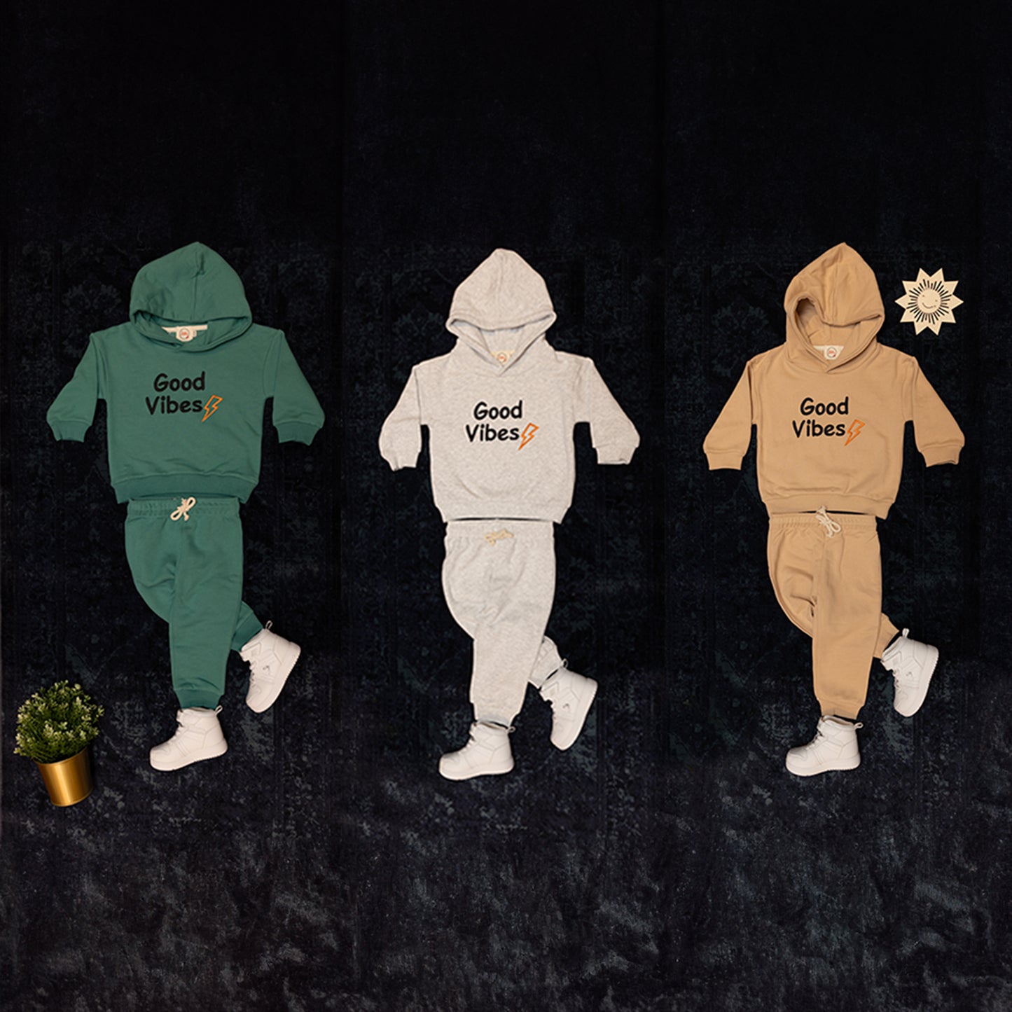 Good Vibes Embroidered Hoodie Set